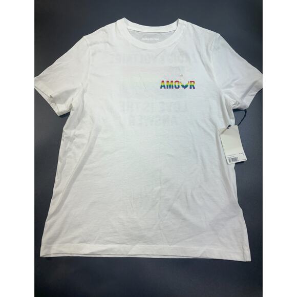 Zadig & Voltaire NWT Flaw Tshirt Tommy Amour Wings Flag White Rainbow Round Neck - Picture 2 of 5